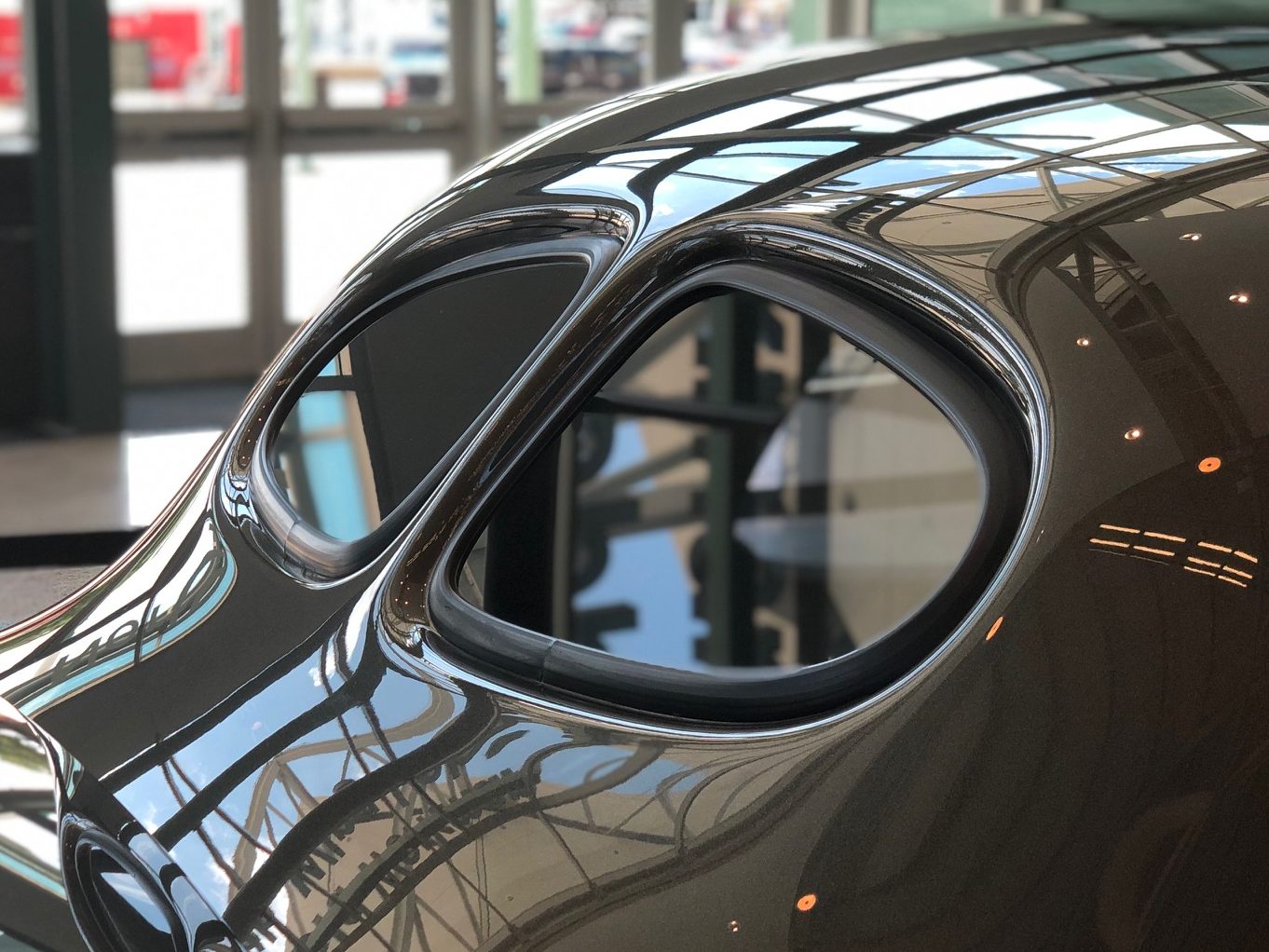 Rear windows installed by gasket