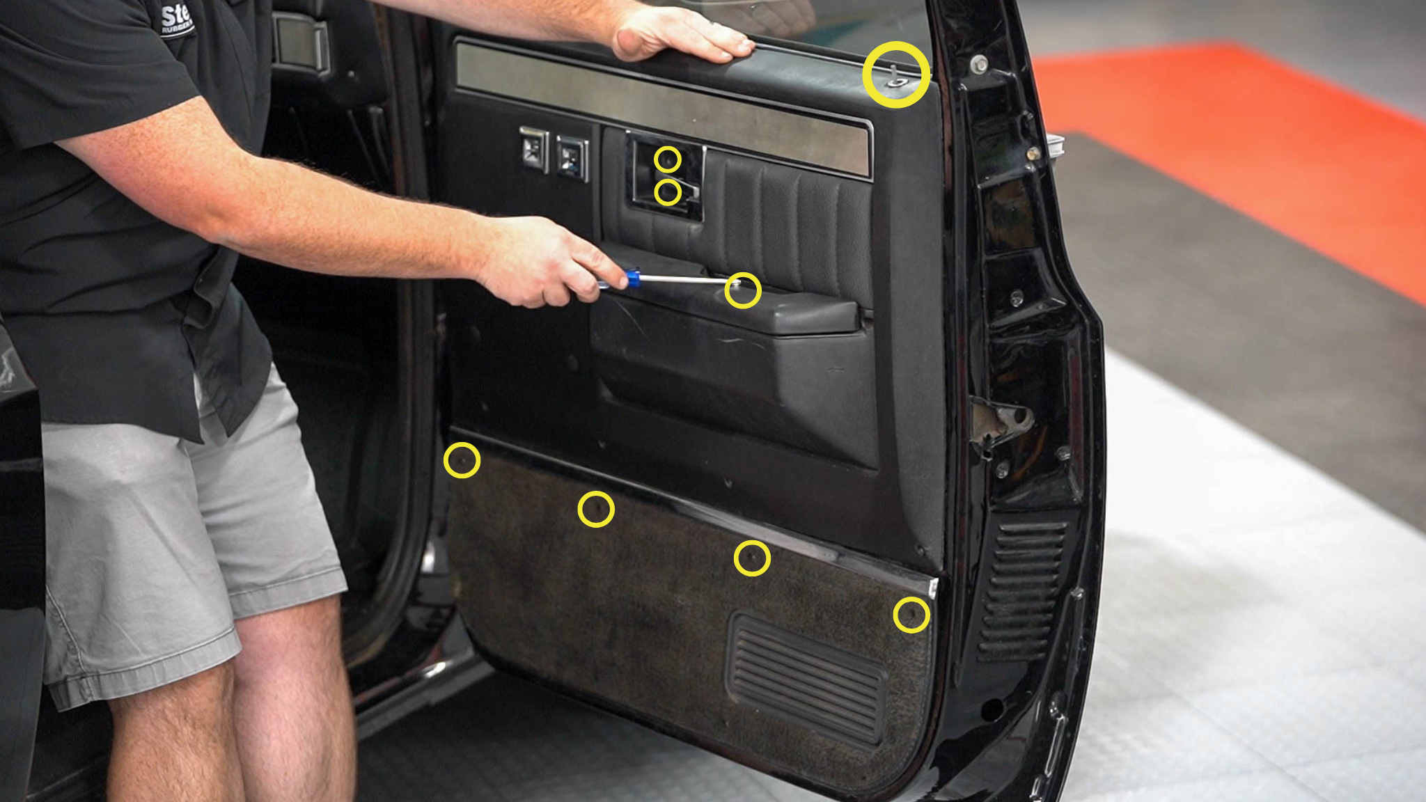 Location of door panel hardware